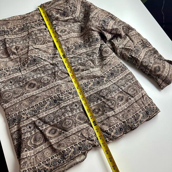 Talbots Women's 16 Vintage Label 100% Silk Tan & Brown One Button Blazer Jacket - Picture 8 of 9